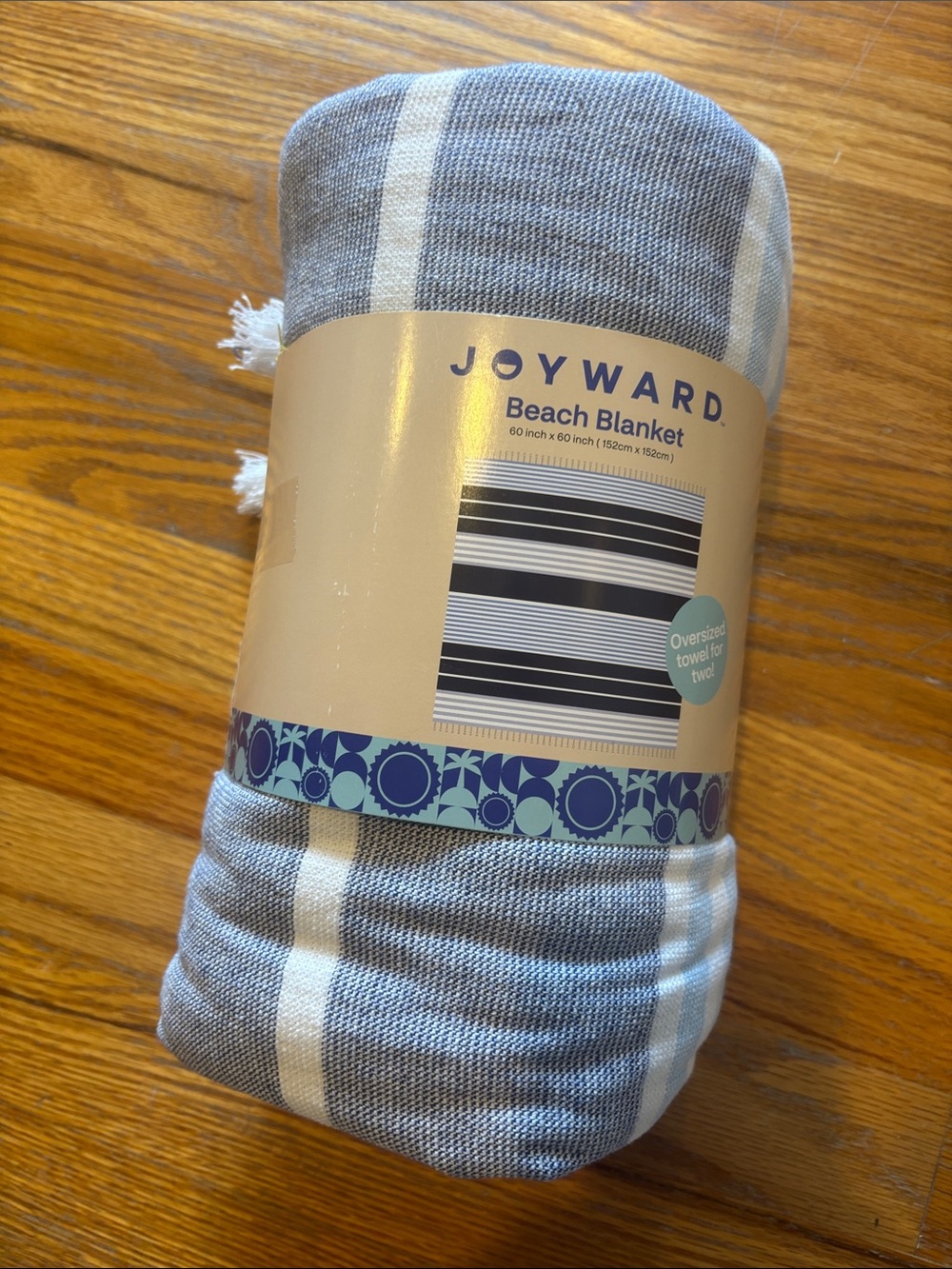 Joyward Beach Blanket - blue & White Stripes-new!